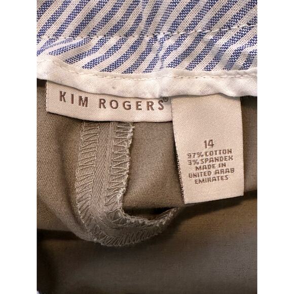 Kim Rogers khaki flat front midi shorts size 14 - Picture 3 of 11